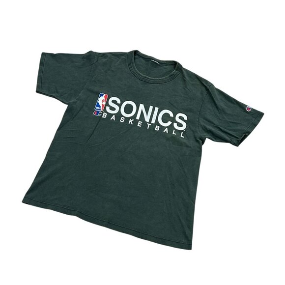 Vintage 1990's Champion Seattle Sonics NBA Basketball Green T-Shirt Men's Medium - Picture 4 of 7